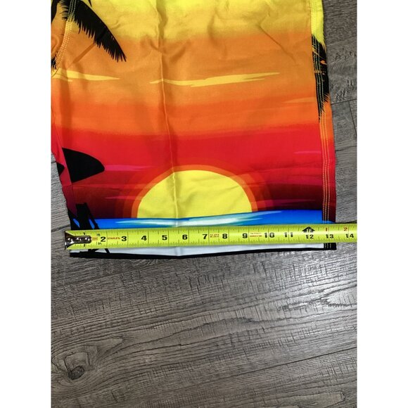 Aptro Mens Sunset & Palm Tree Orange Swim Trunks Size 3XL Elastic waistband NEW - Picture 9 of 9